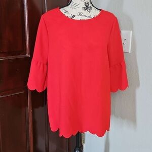 Elegant Red Scallop Hem Top